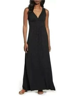 Loveappella Black Maxi Dress Jersey Size Medium Minimalist Travel Timeless Basic